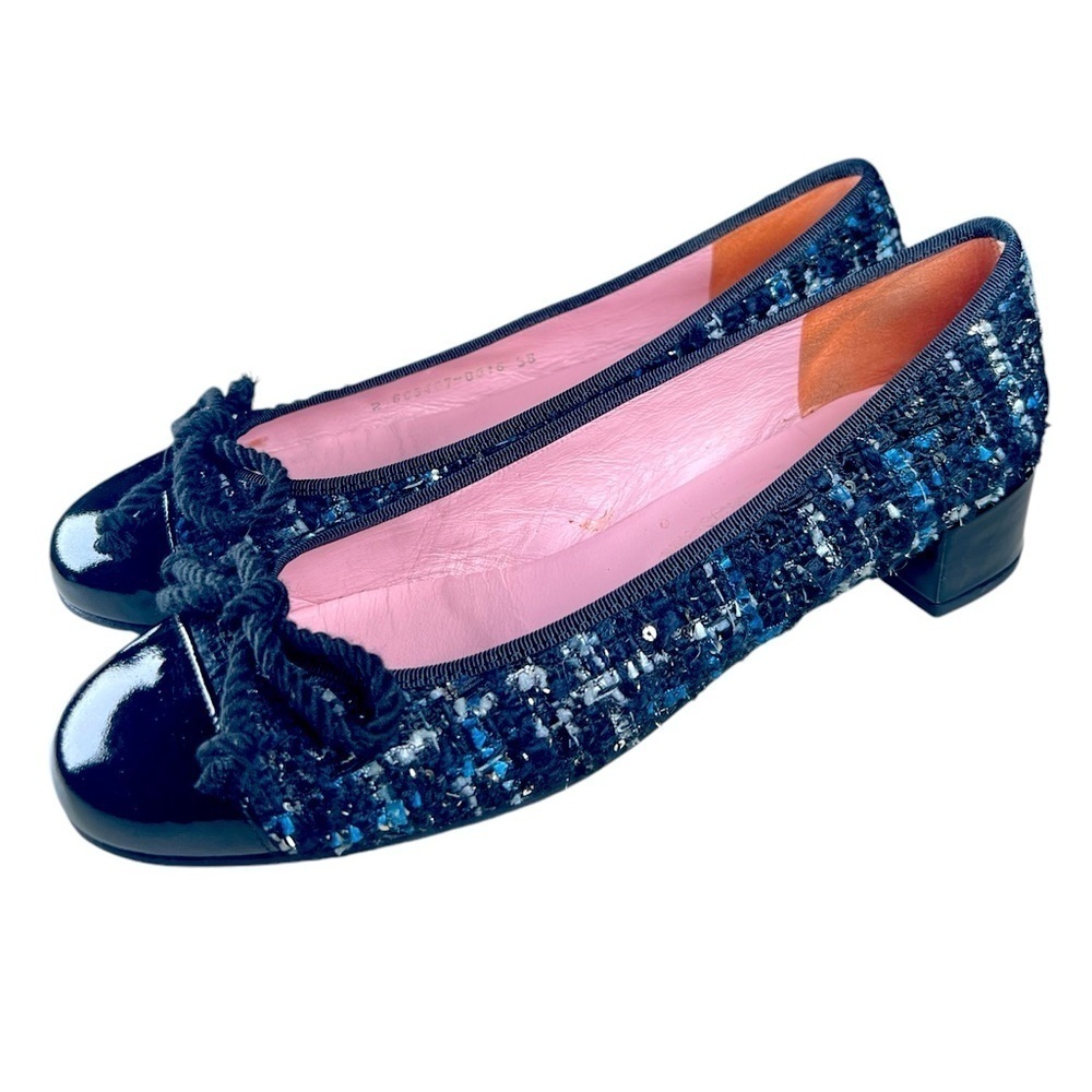 Pretty Ballerinas tweed slip on ballet flat high vamp shoes 7